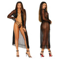 Elegant Moments Long Sleeve Dotted Mesh Robe & Panty-Black 3X-Hanging