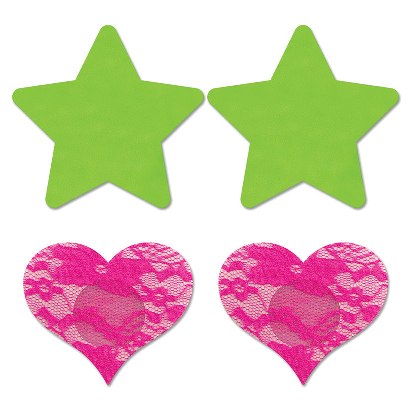 Fantasy Lingerie Glow Pasties 2PK Multi Color