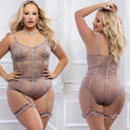 G World 2pc Slip in Sheer Teddy With Snap Crotch-Grey QUEEN